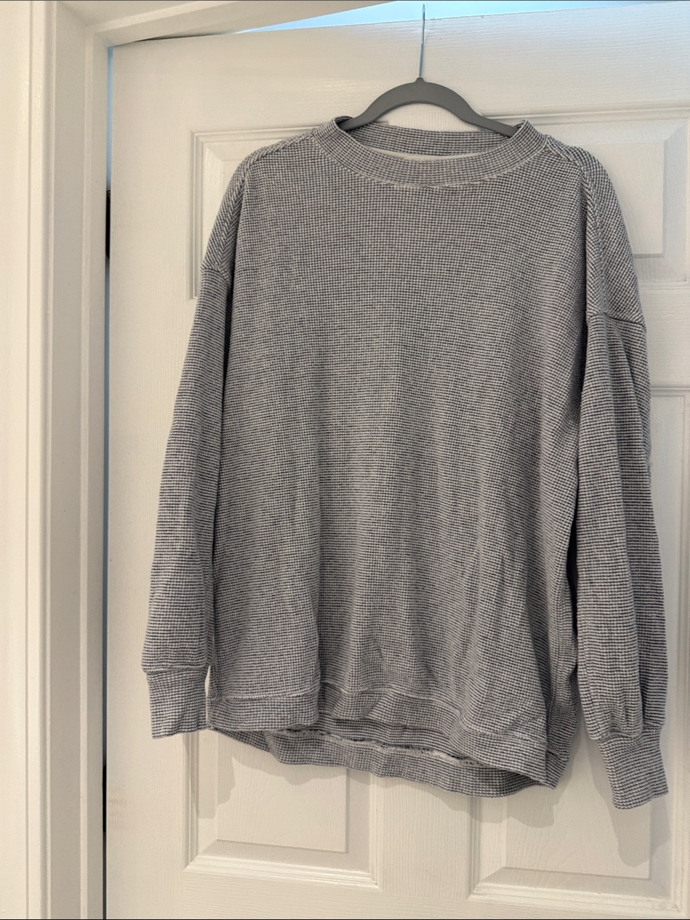 aerie Men's Light Gray Waffle Crewneck Sweater